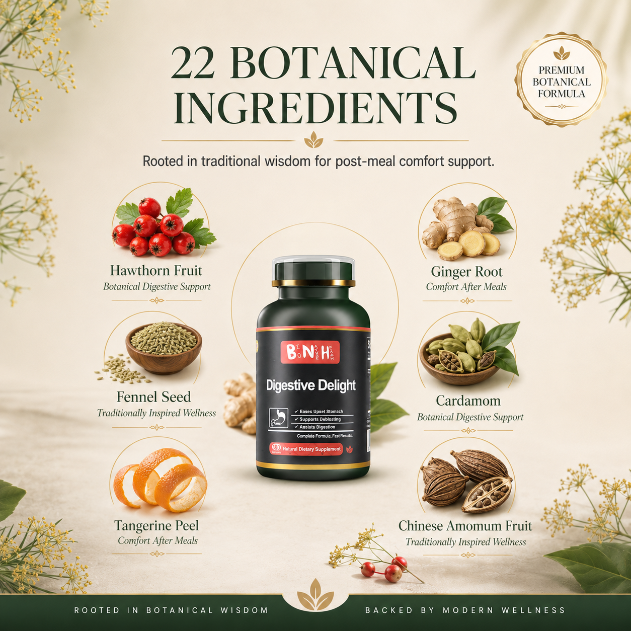 Digestive Delight: Herbal Gut Comfort & Bloating Relief (180 Capsules)