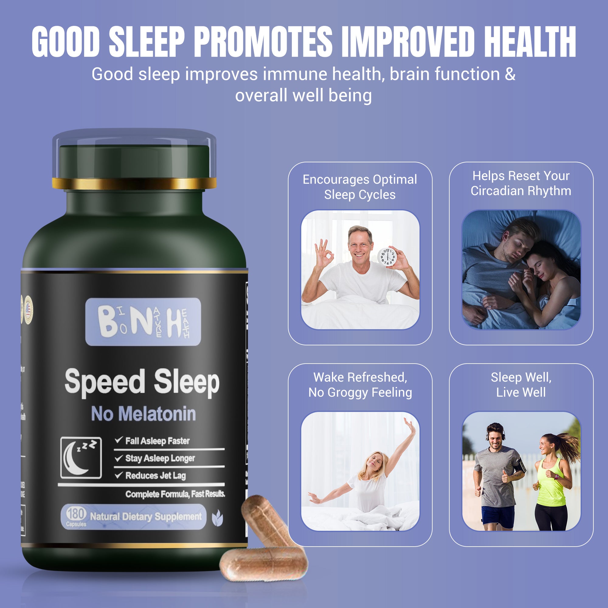 Speed Sleep: Melatonin-Free Nighttime Support (180 Capsules)
