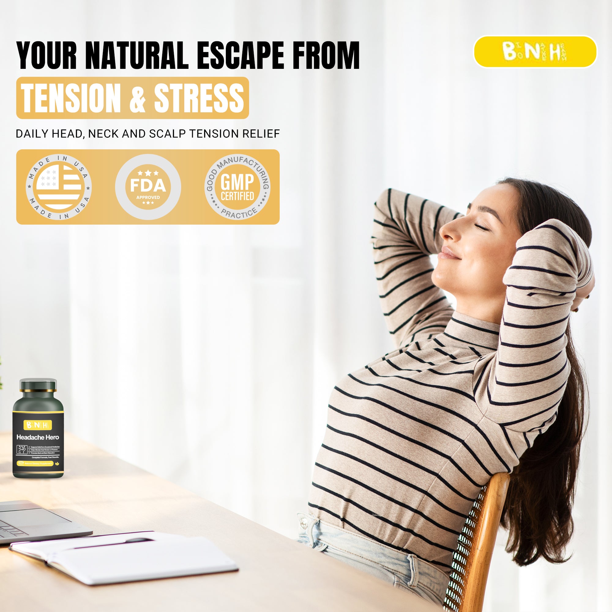 Headache Hero, Natural Dietary Supplement, 150 Capsules