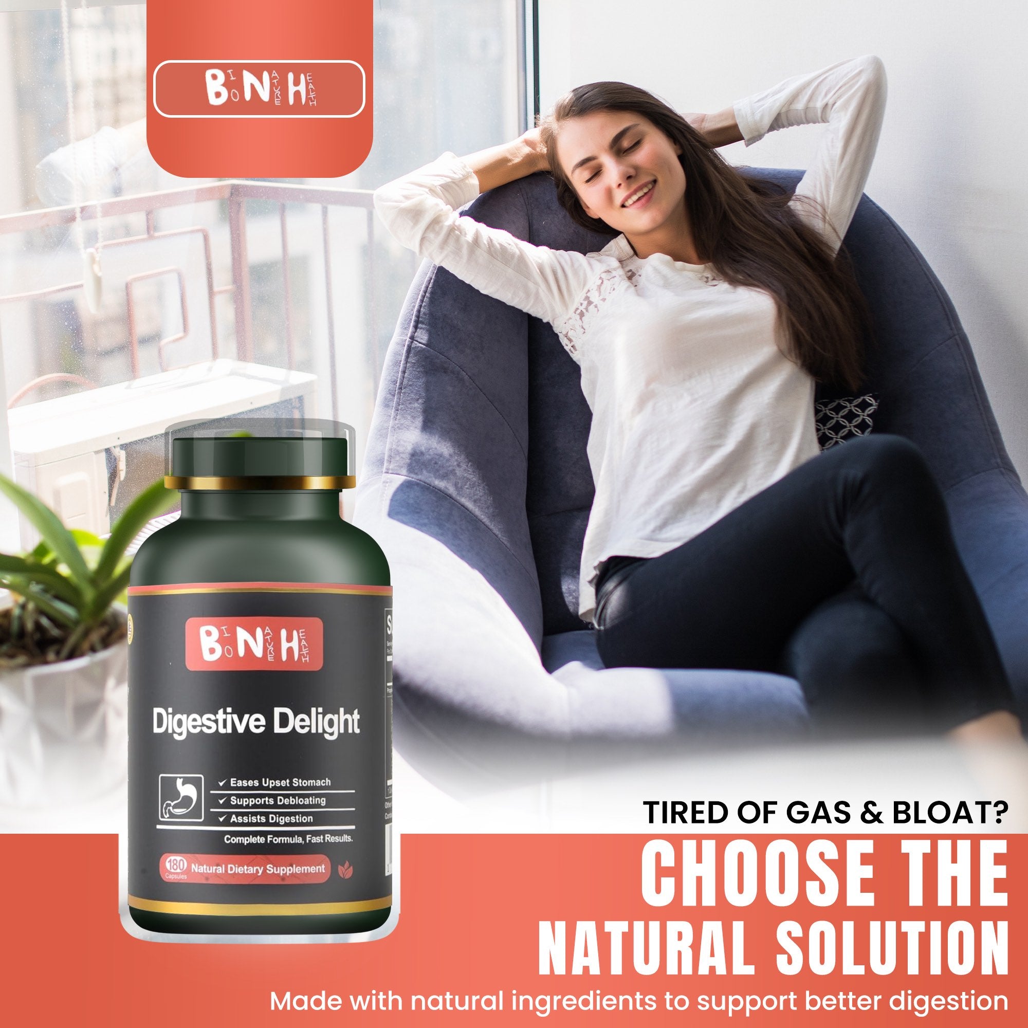 Digestive Delight, Natural Dietary Supplement, 180 Capsules