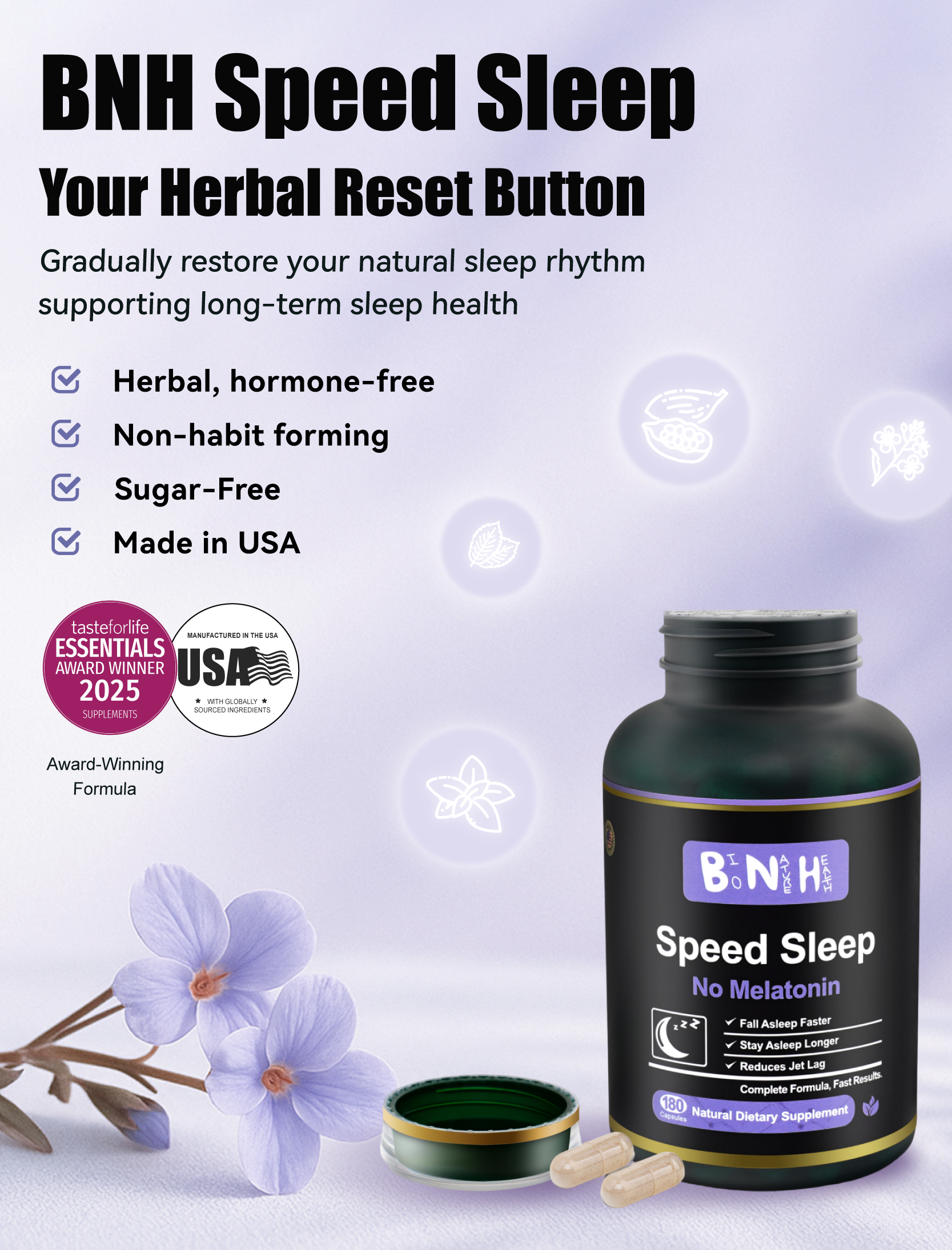 Melatonin-Free Sleep Support: Fall Asleep Faster with Speed Sleep