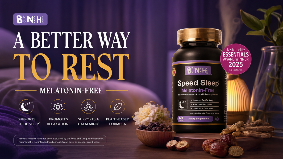 Speed Sleep bottle with 2025 Taste for Life Supplement Essentials Award announcement