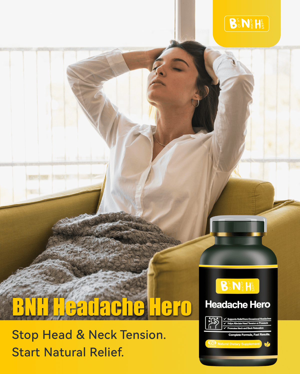 Headache Hero: Botanical Head Comfort Support for Tension & Pressure (Pro-Level Routine) - BNH