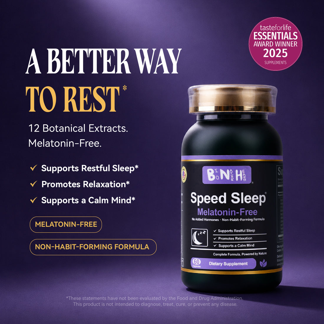 Speed Sleep: Melatonin-Free Sleep &amp; Cortisol Support (60 Capsules)