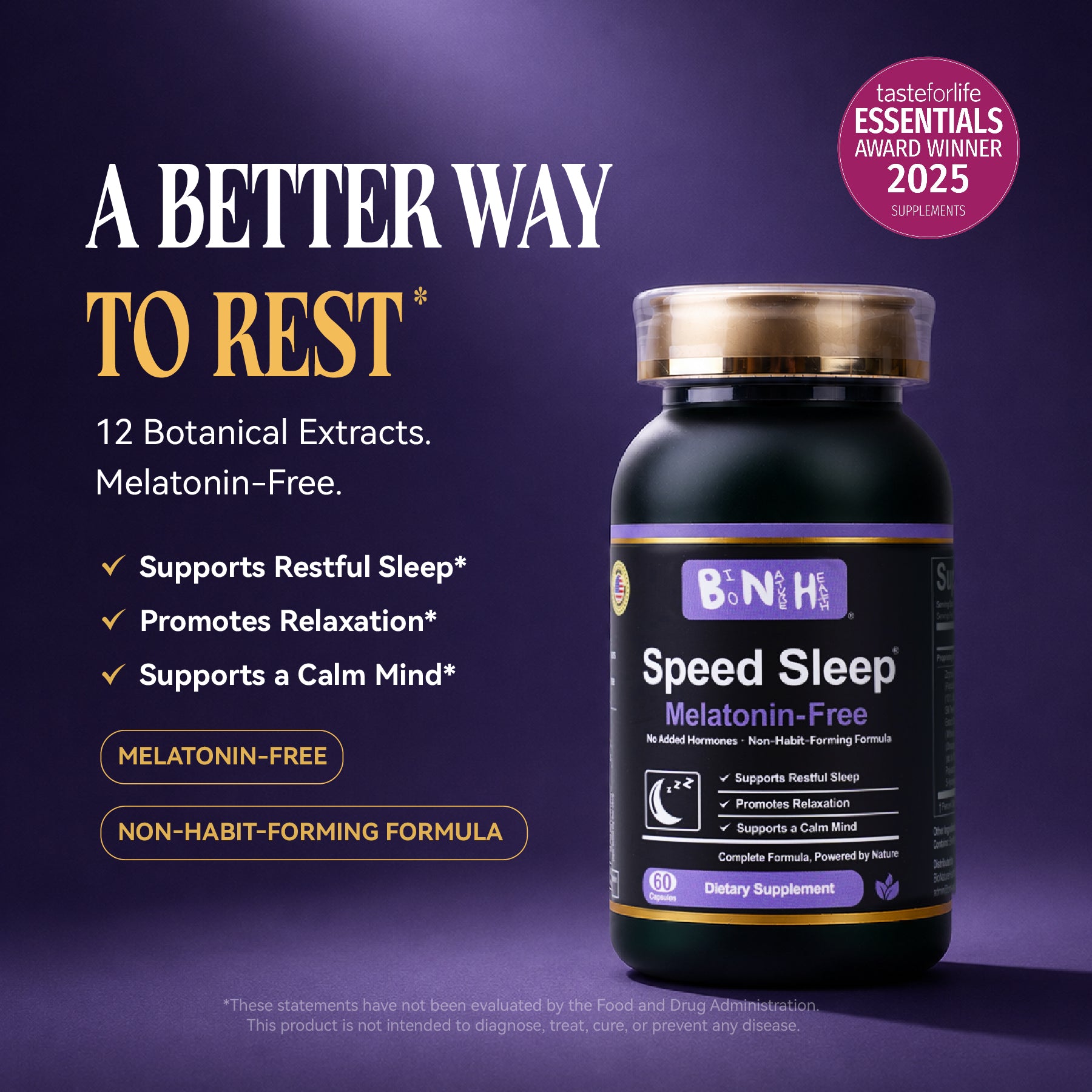 Speed Sleep: Melatonin-Free Sleep &amp; Cortisol Support (60 Capsules)