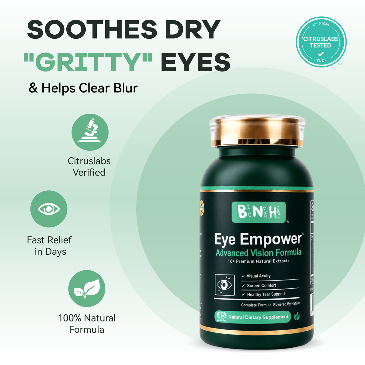 Eye Empower: Eye Health Supplement for Screen Time, Visual Comfort &amp; Eye Moisture | 16-Botanical Formula, 45 Capsules
