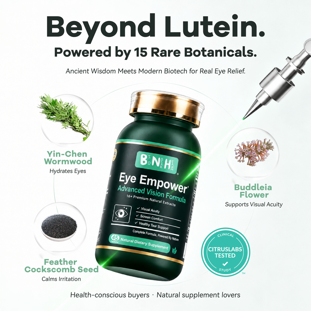 Eye Empower: Eye Health Supplement for Screen Time, Visual Comfort &amp; Eye Moisture | 16-Botanical Formula, 45 Capsules