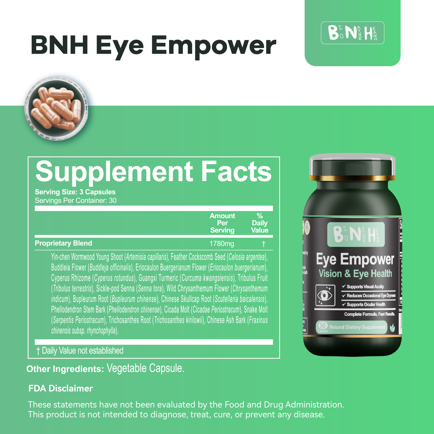 Eye Empower, Natural Dietary Supplement, 90 Capsules
