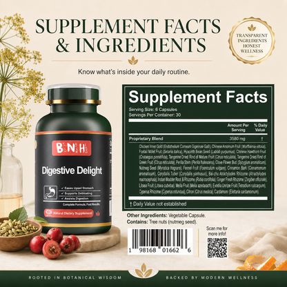 Digestive Delight: Herbal Gut Comfort &amp; Bloating Relief (180 Capsules)
