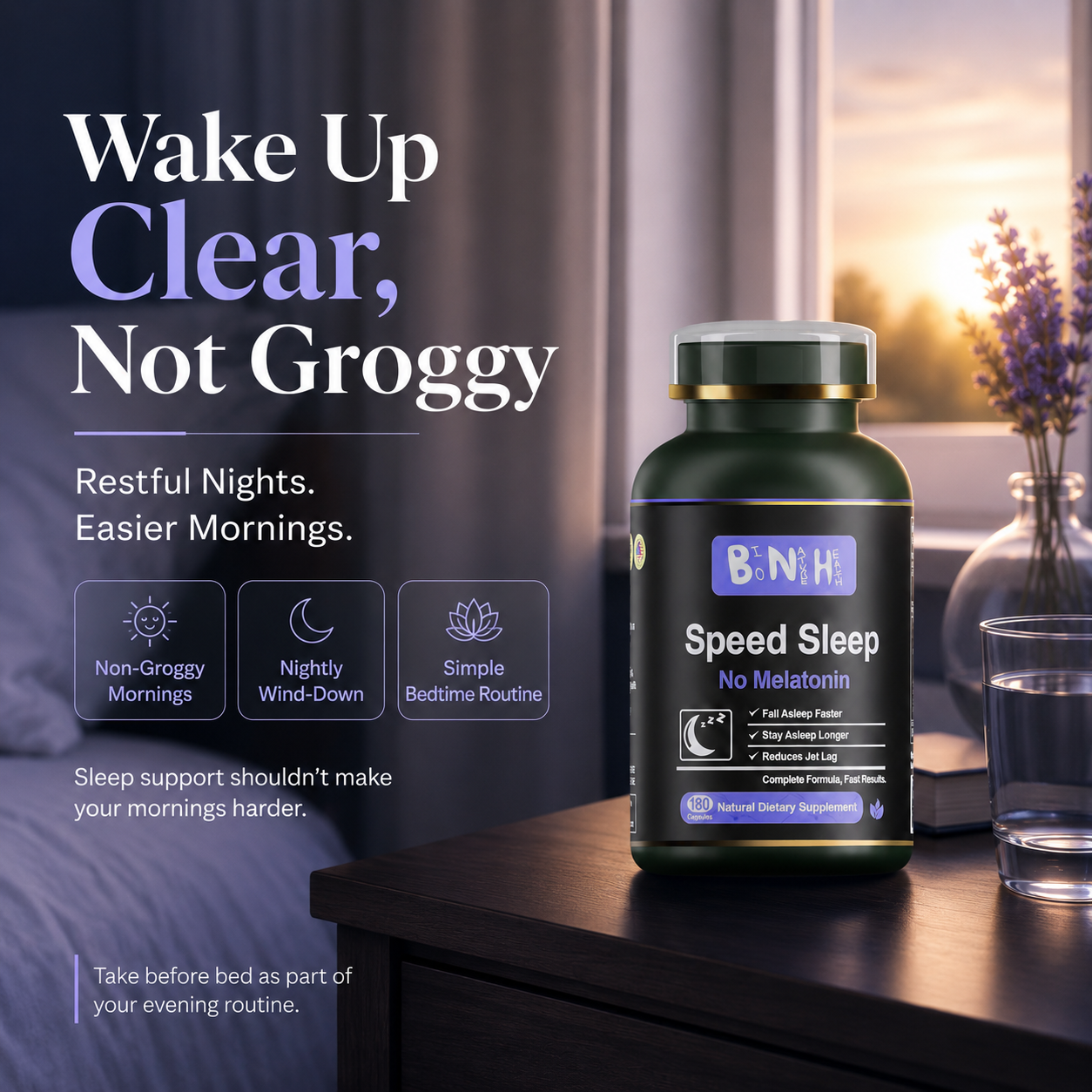 Speed Sleep: Melatonin-Free Nighttime Support (180 Capsules)