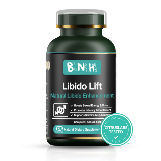 Libido Lift bottle showing Citruslabs clinically tested badge — 7 out of 10 users reported improved libido in 4 weeks