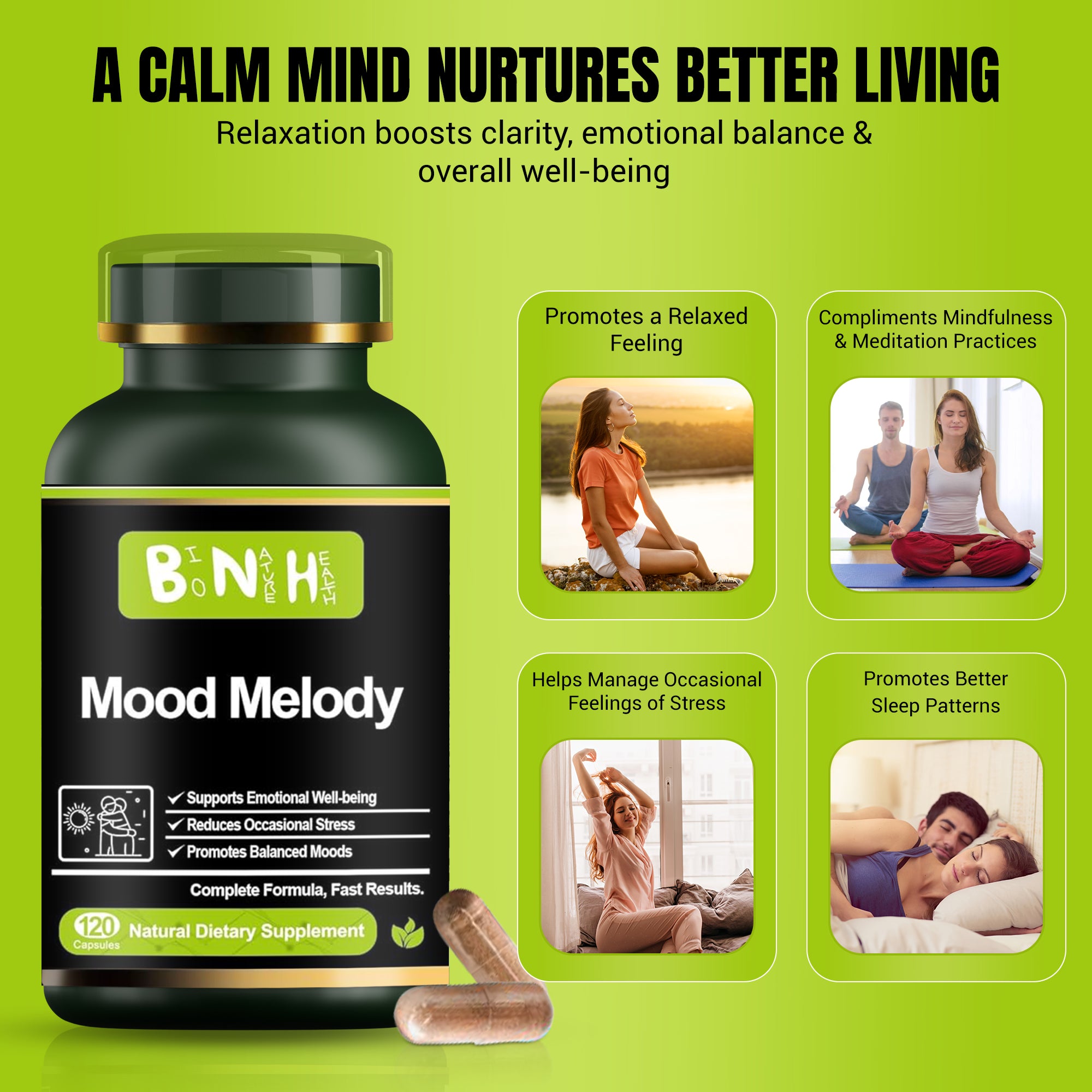 Mood Melody, Natural Dietary Supplement, 120 Capsules