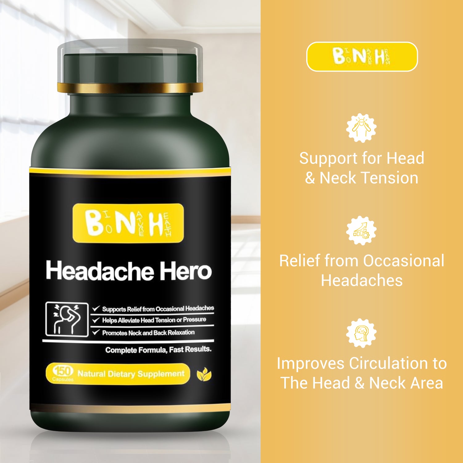 Headache Hero, Natural Dietary Supplement, 150 Capsules