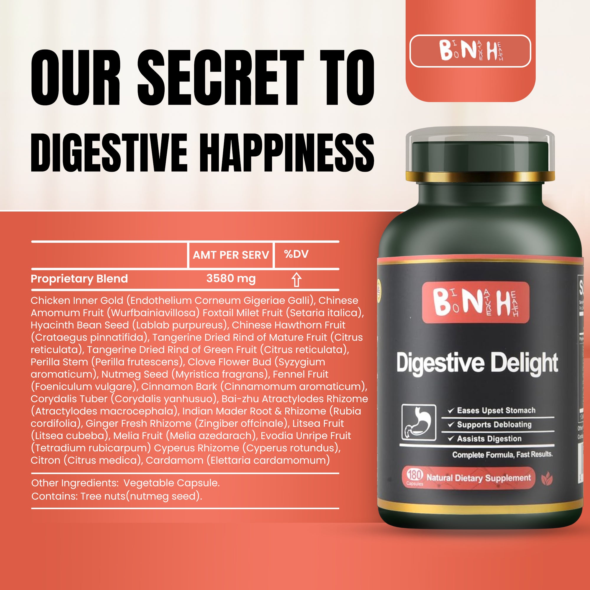 Digestive Delight, Natural Dietary Supplement, 180 Capsules