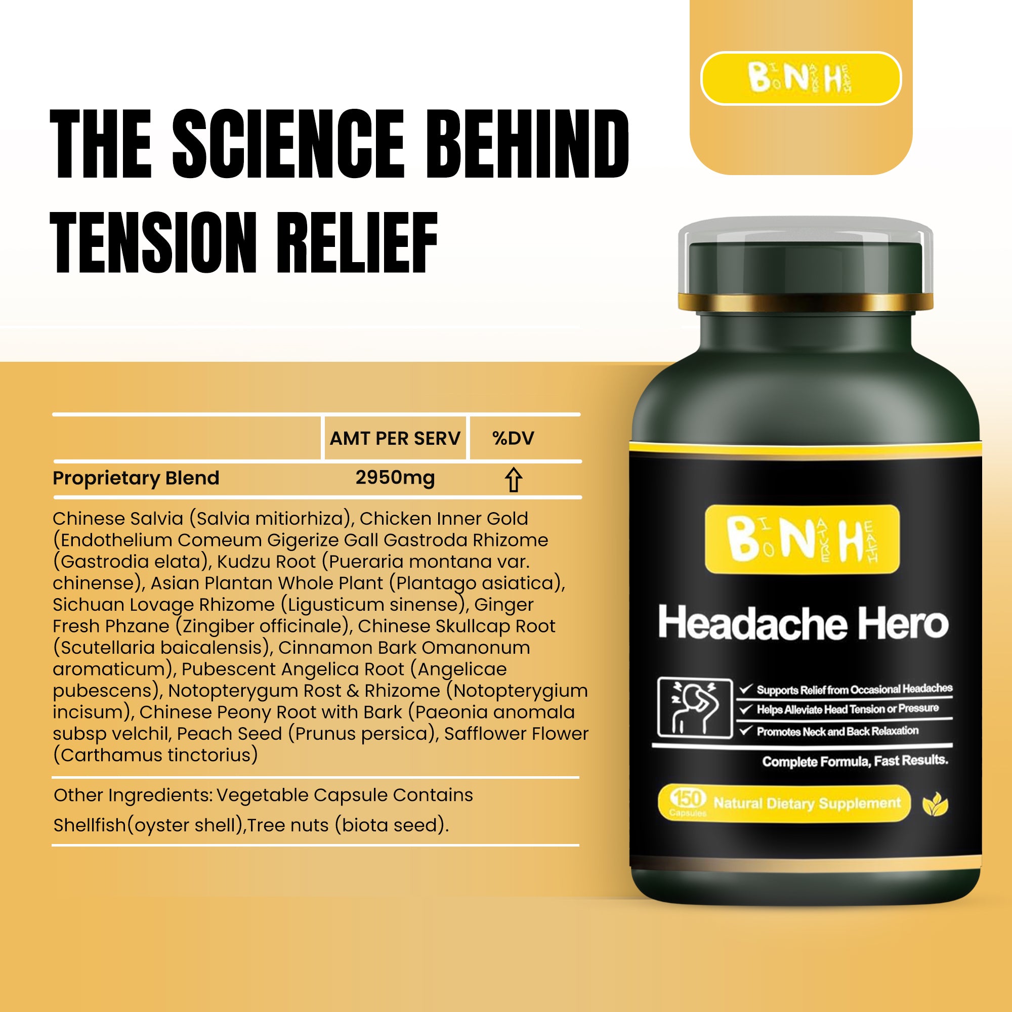 Headache Hero, Natural Dietary Supplement, 150 Capsules