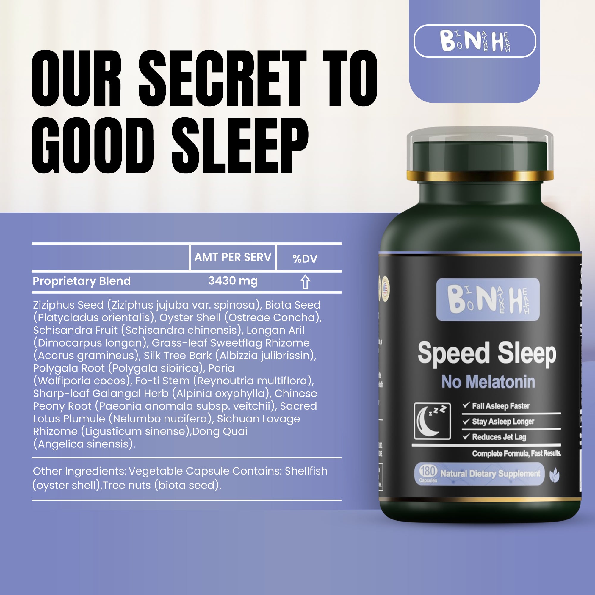Speed Sleep: Melatonin-Free Nighttime Support (180 Capsules)