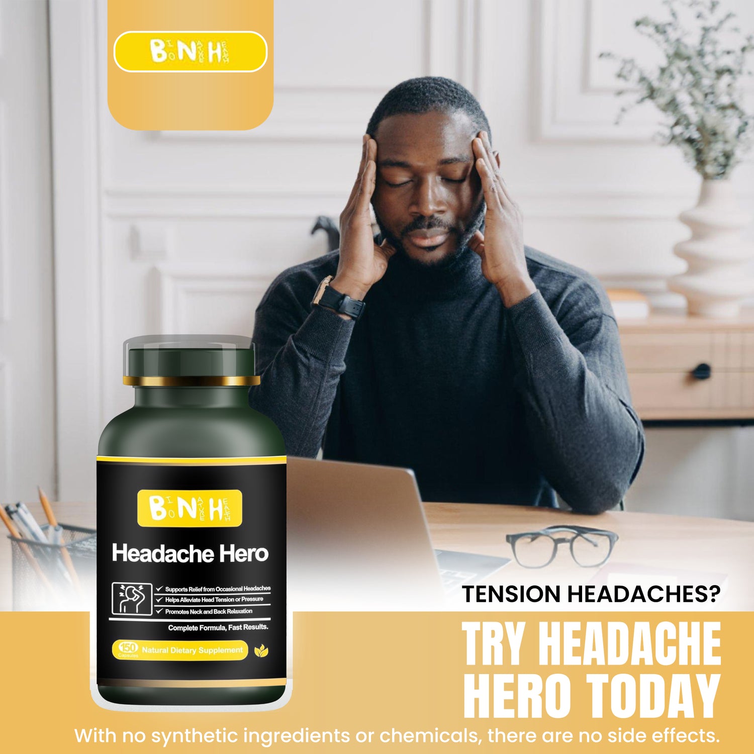 Headache Hero, Natural Dietary Supplement, 150 Capsules