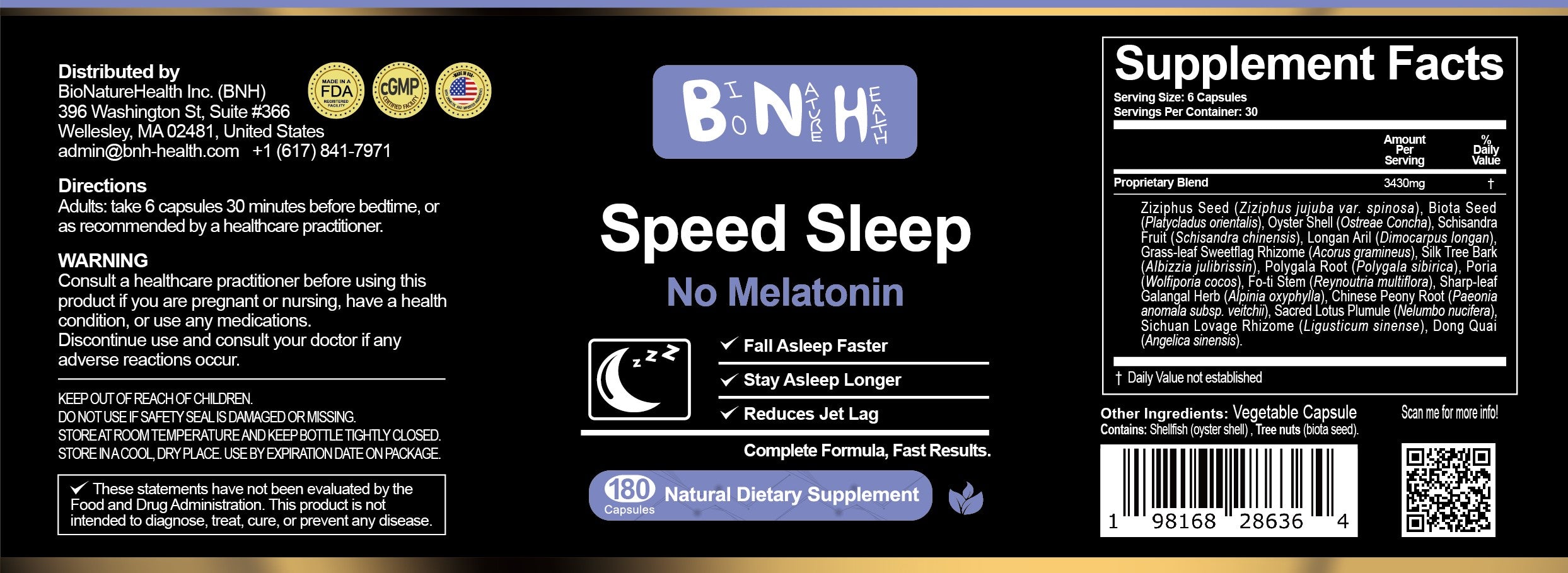 Speed Sleep, Natural Dietary Supplement, 180 Capsules