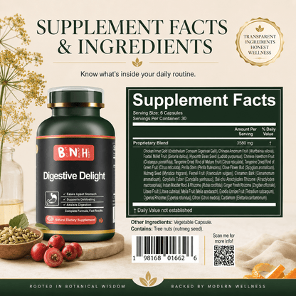 Digestive Delight: 22-Ingredient After-Meal Comfort &amp; Bloating Support (180 Capsules) - BNH