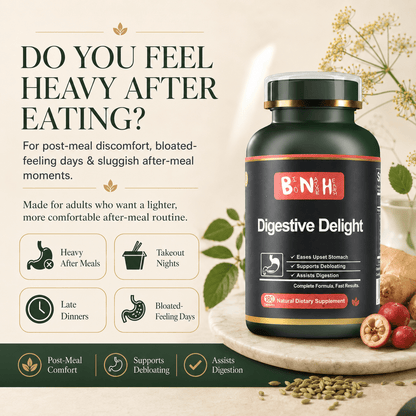 Digestive Delight: 22-Ingredient After-Meal Comfort &amp; Bloating Support (180 Capsules) - BNH