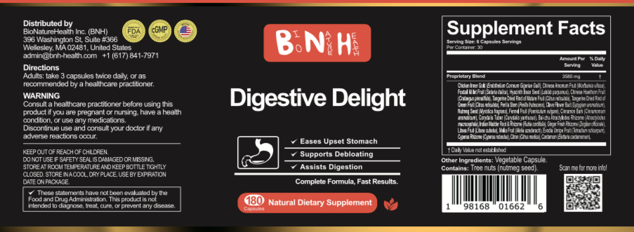 Digestive Delight, Natural Dietary Supplement, 180 Capsules